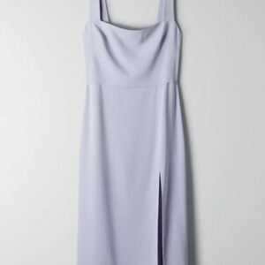 Aritzia Babaton '90s Slit Square Neck Drape Midi Dress Periwinkle Blue Size 2